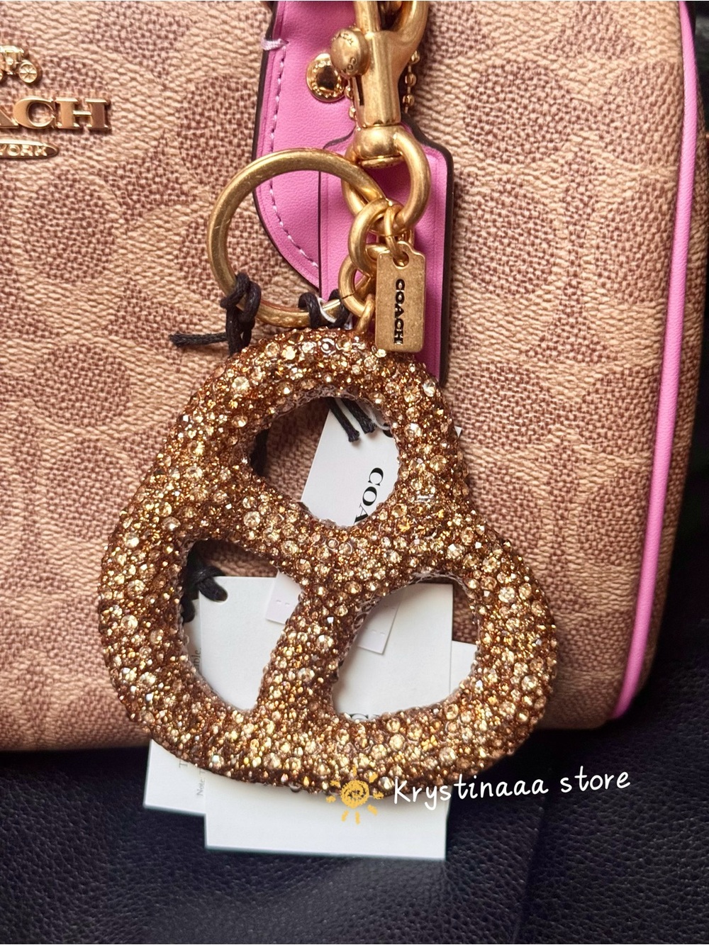 NWT Coach Large Crystal Pretzel Bag Charm CCY89 Fast Shipping! - Picture 9 of 9